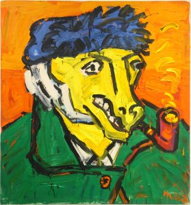 Otto Muehl, Ziege, van Gogh, 1984, Öl auf Leinwand, Detail, 140 x 140 cm