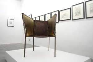 Exhibition view, with works by Franz West and Günter Brus, Konzett Gallery, 2017