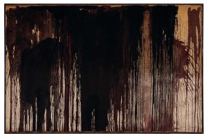 Hermann Nitsch, Ohne Titel, Schüttbild, 1962, Dispersion und Blut auf Leinwand, 195 x 300 cm