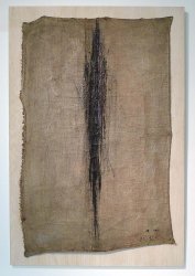 Arnulf Rainer, Vertikale, 1951, Mischtechnik, Leinwand, Nägel, Holz, 127 x 86 cm