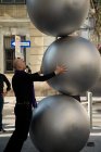 Hofstetter Kurt besides the sculpture NIC-nature is cool, Vienna 2009, Photo Christopher Ohmeyer © VBK