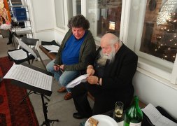 Michael Mautner and Hermann Nitsch at the final rehearsal for the premiere of the string quartet