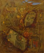 Martin Kippenberger, Jazz and Love, 1990, Collage, Mischtechnik, Latex auf Leinwand, 90 x 75 cm.