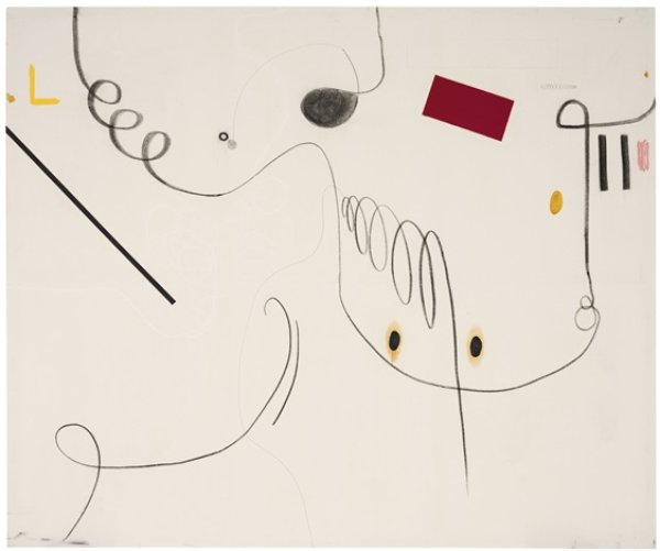 Christian Rosa, Let's See, 2013, charcoal, oil stick, Oil on canvas, 200 x 240 cm