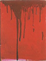 Hermann Nitsch, Ohne Titel (früheste erhaltene Aktionsmalerei), 1960, Dispersion auf Spanplatte, 39 x 29 cm
